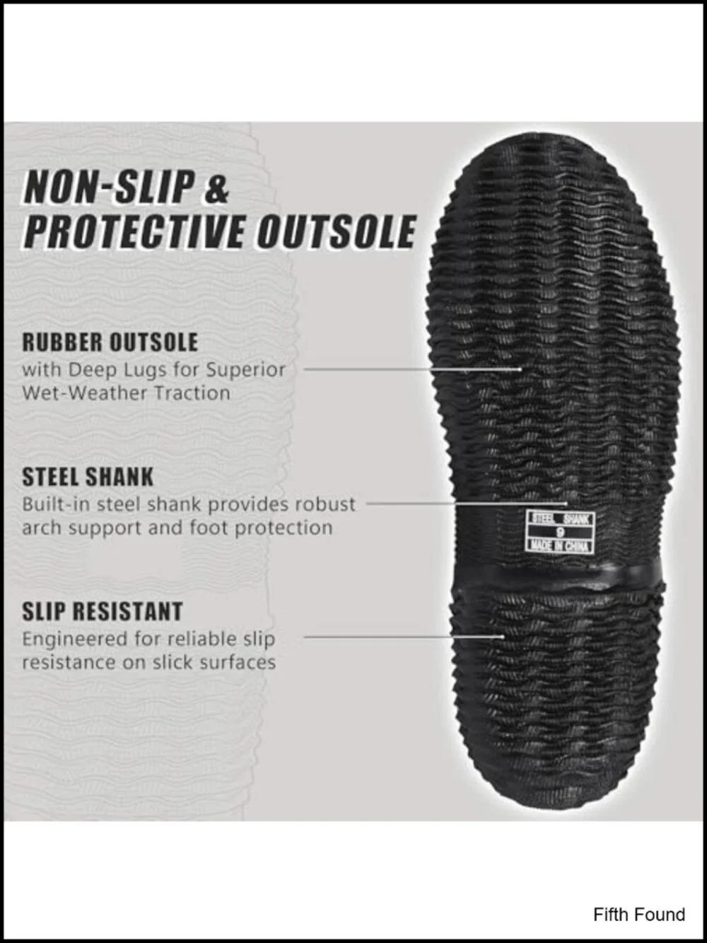 Waterproof Men's Rubber Rain Boots with Steel Shank, Neoprene Insulated Work